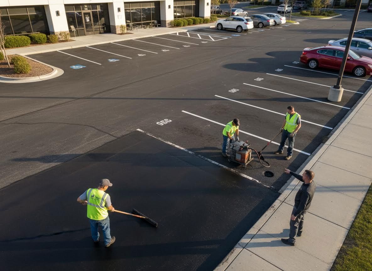 Parking Lot Asphalt Sealing and Repair Crew