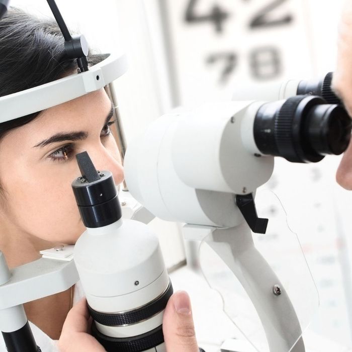 Image of a woman getting her eyes looked at