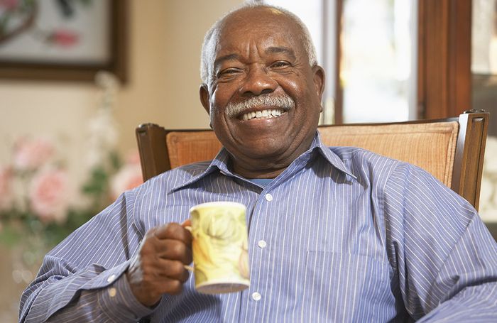 Happy elderly man without glasses Happy elderly man without glasses