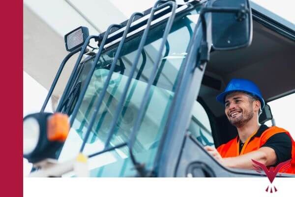 employee driving forklift