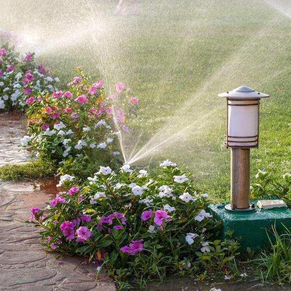 Water spraying from an irrigation system