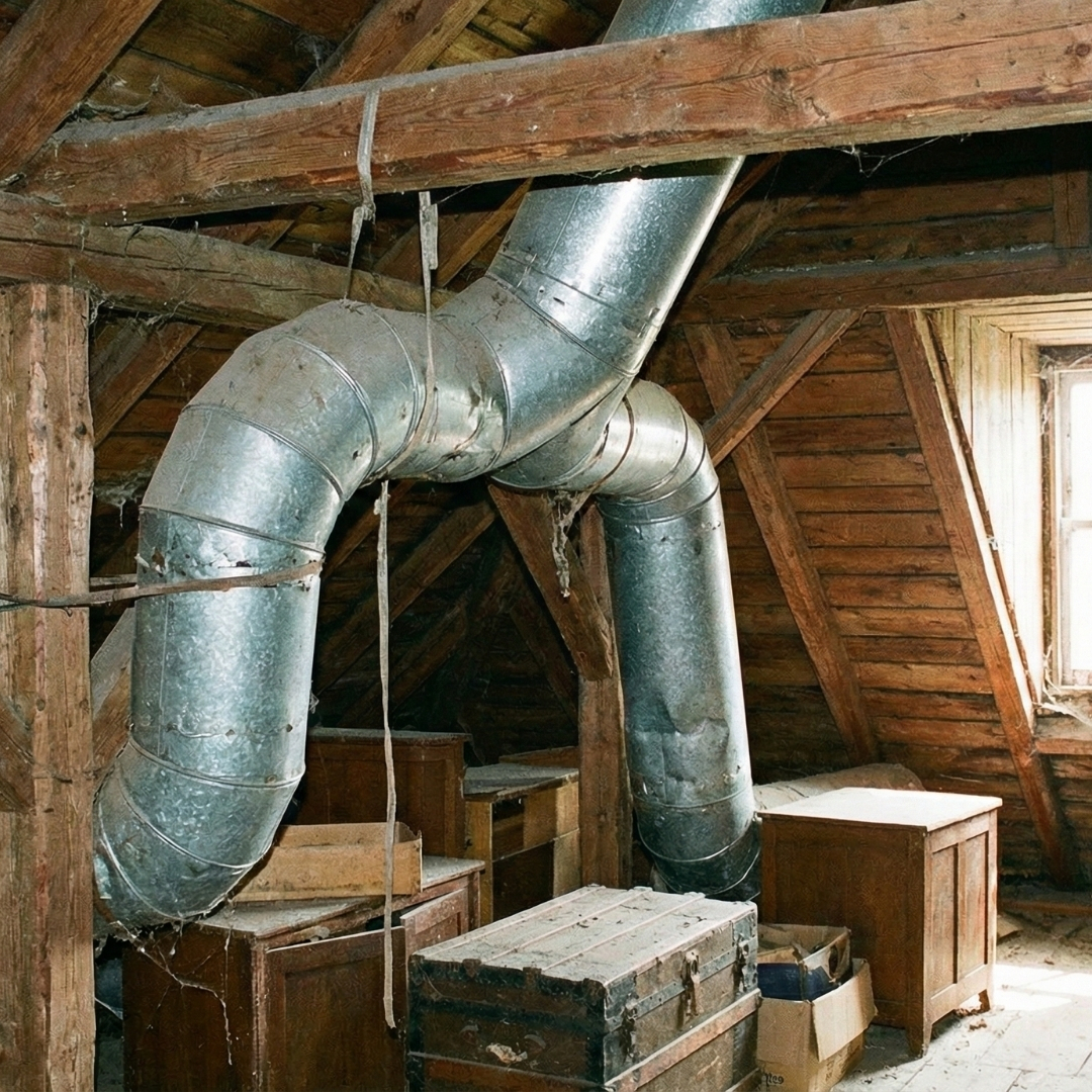 Attic interior of an old wooden house