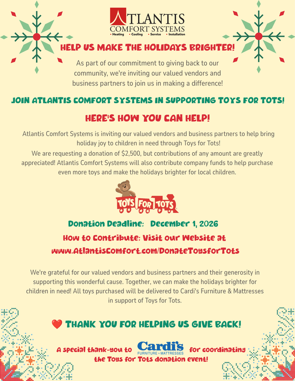 Atlantis Comfort Systems Toys for Tots 2026 Fundraiser
