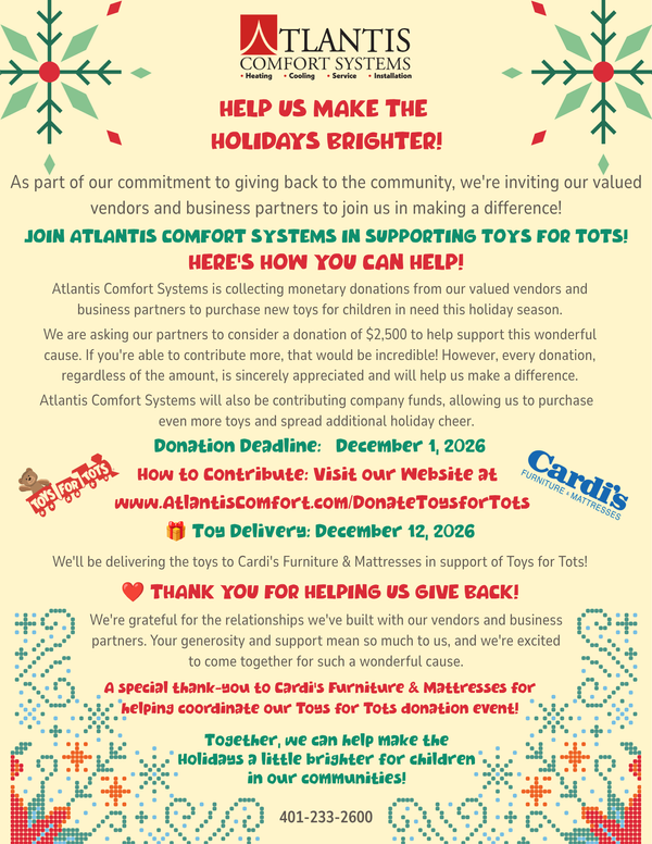 Atlantis Comfort Systems Toys for Tots 2026 Fundraiser