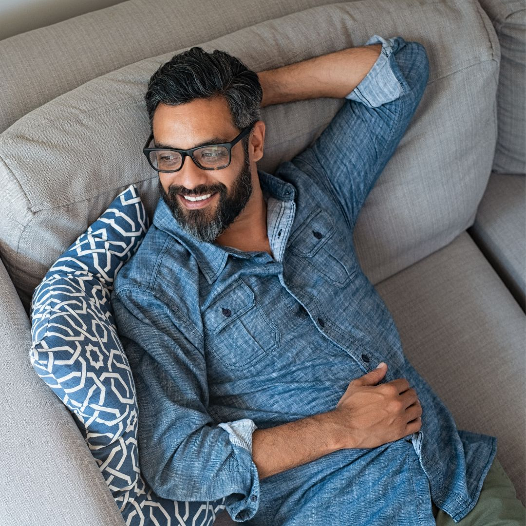 comfortable man in living room