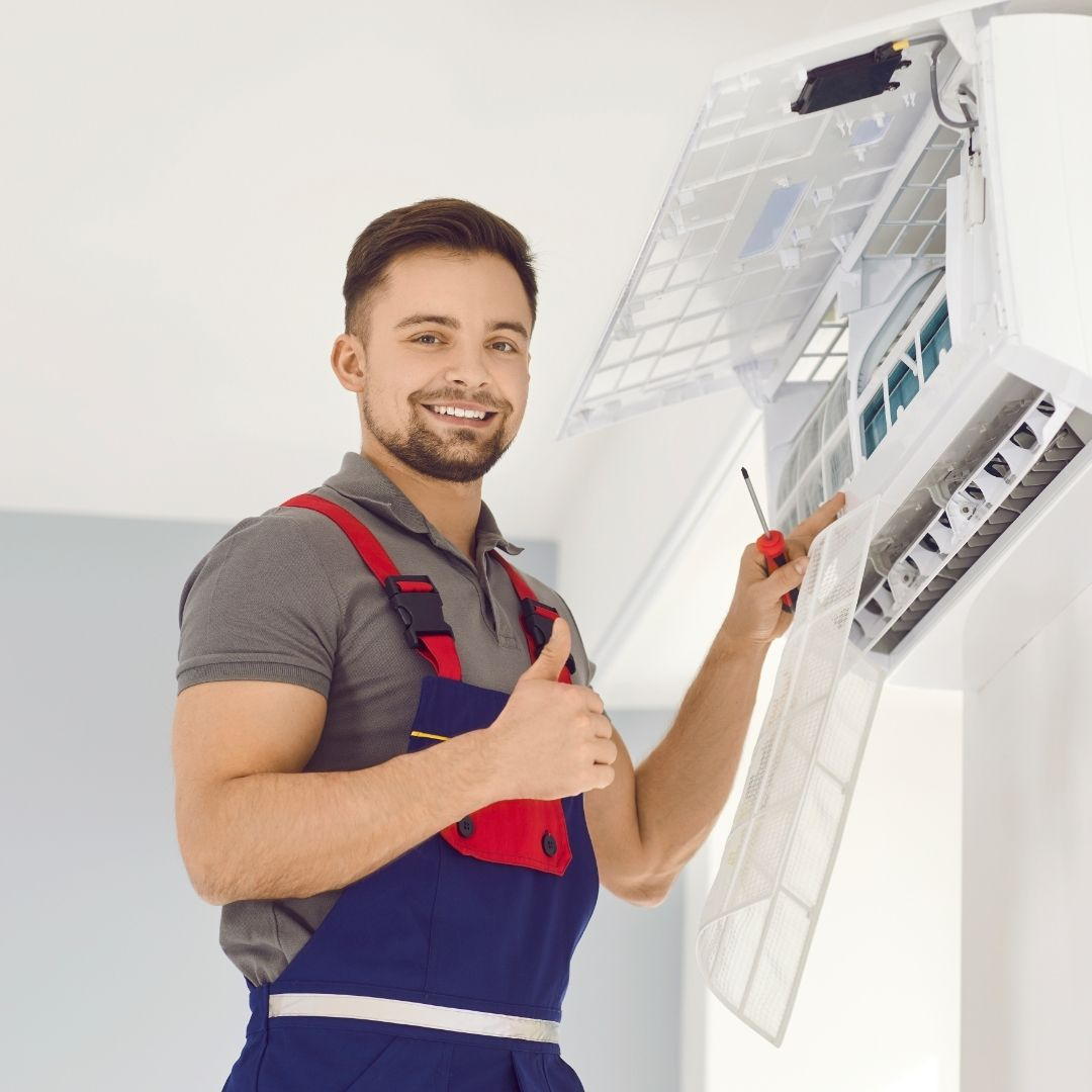 ac contractor installing new vent