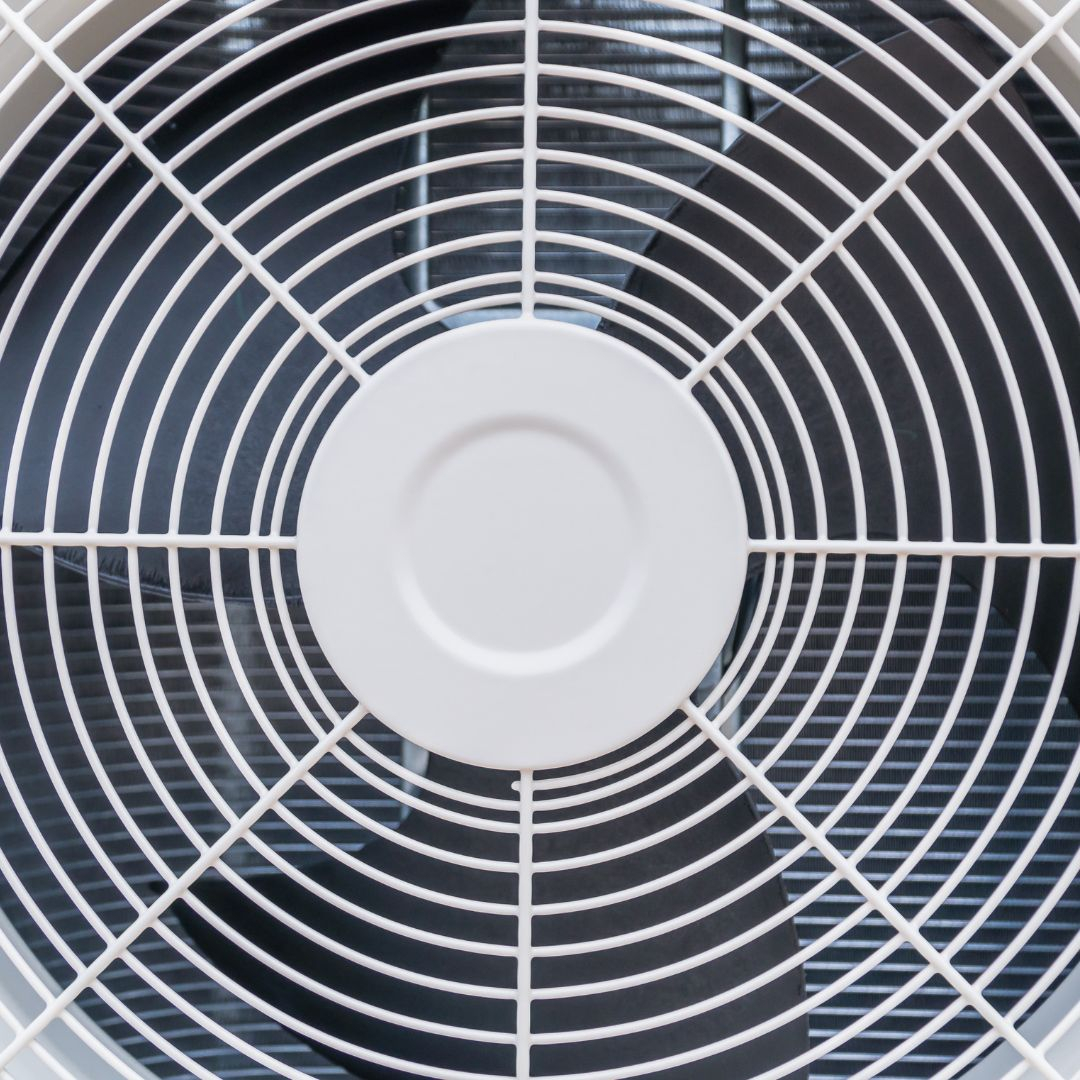 Top view of an air conditioner condenser fan