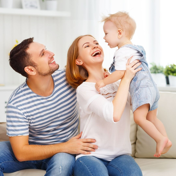 happy family in home