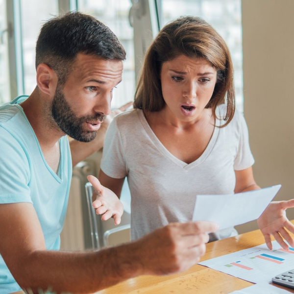 couple surprised by energy bill