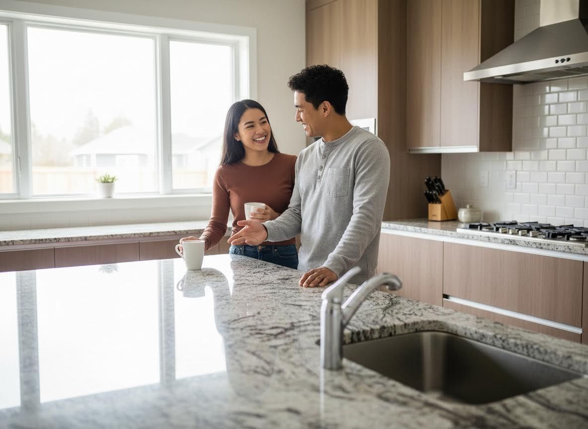 Happy Couple in Modern Kitchen