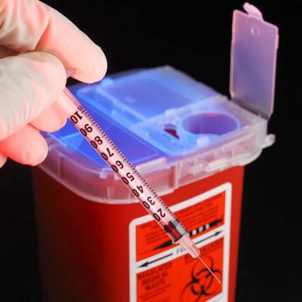labeled Insulin Syringes container 