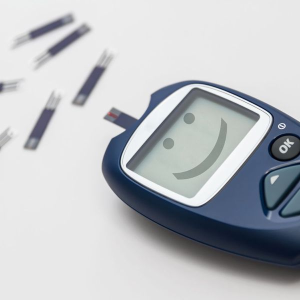 Blood Glucose meter with a smiley face