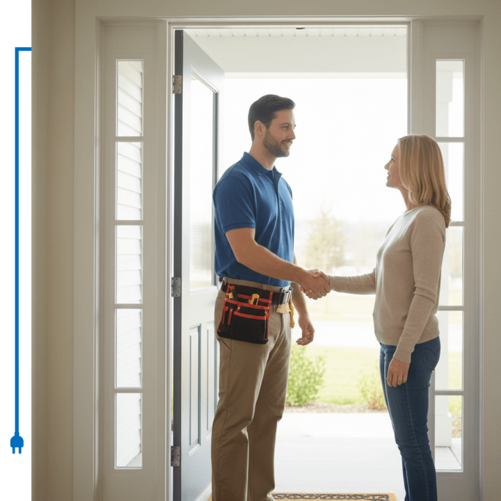 electrician shaking a customer's hand