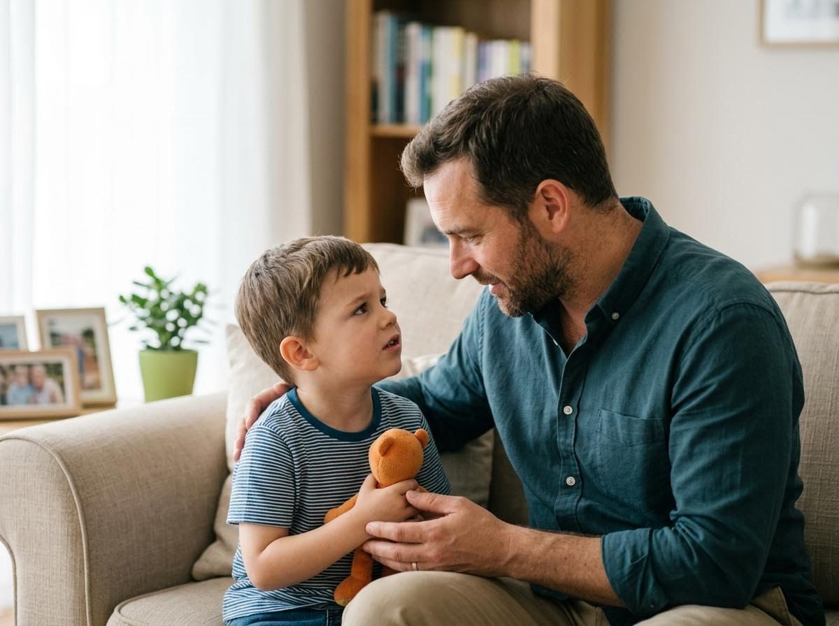 Father and son having a heartfelt conversation