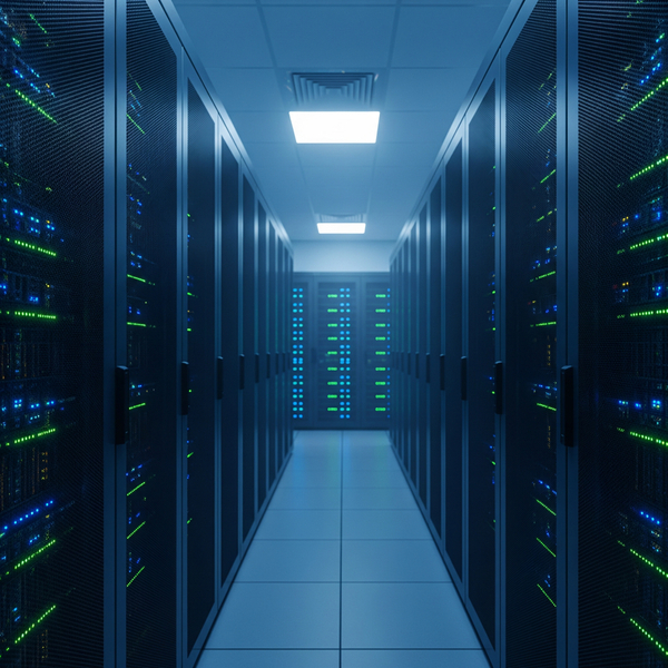 Secure server room, symbolizing data protection and compliance in fabrication.