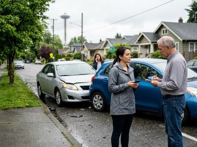 People exchanging information after a car accident