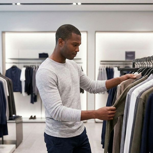 A man shopping for clothes.
