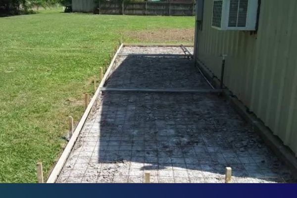 concrete pour around building