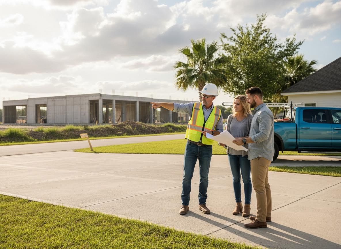Builder Discusses Construction Plans with Homeowners