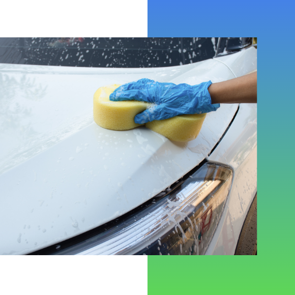 washing vehicle with sponge