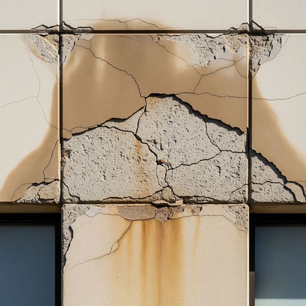 Large crack in commercial building facade