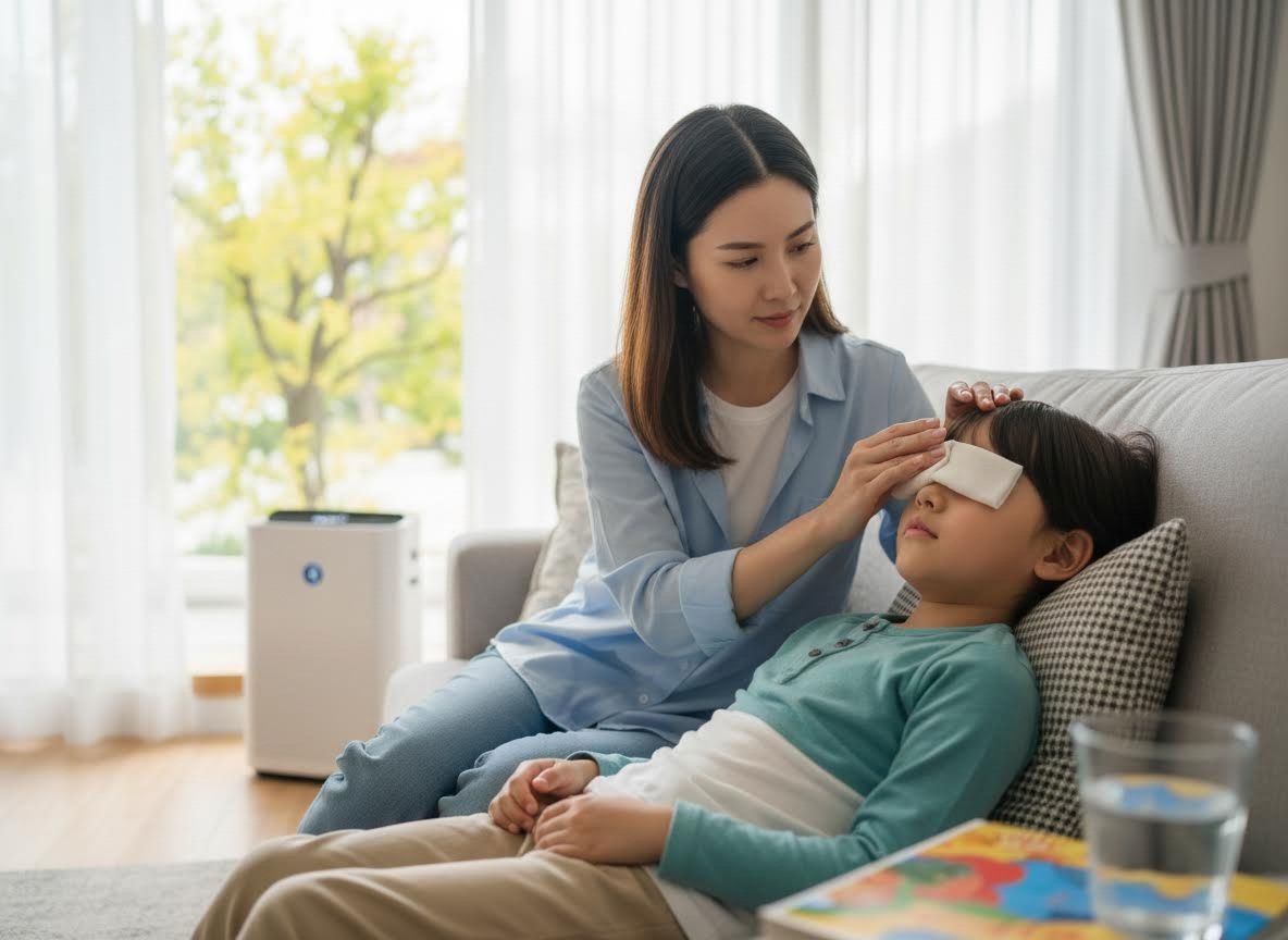 Mother Comforting Sick Child