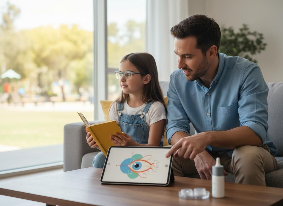 Father and Daughter Learning About Eye Health