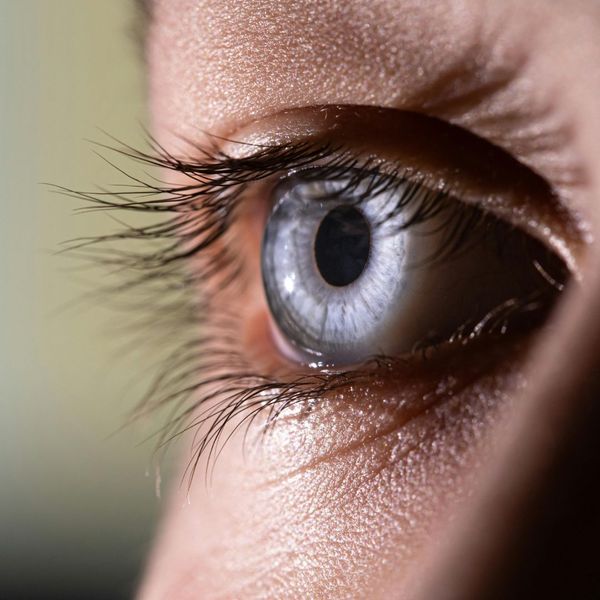 close up of a blue eye
