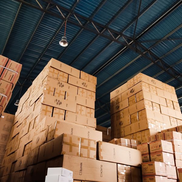 Stack of packages in a warehouse