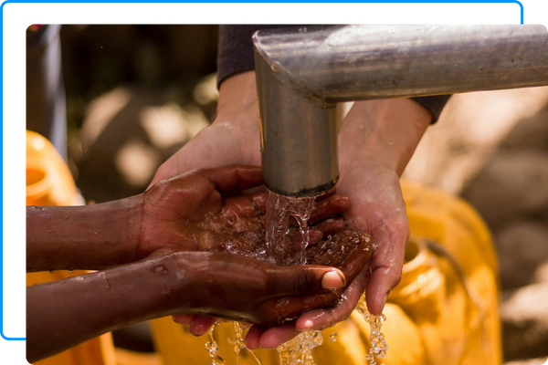 Cleaning hands in water well
