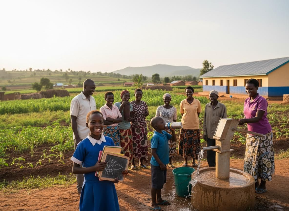Rural Community with Clean Water Pump