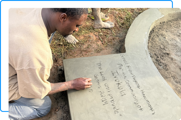 Enscribing onto water well concrete Enscribing onto water well concrete
