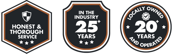 Trust Badges: 1:Honest Thorough Service | 2:In the Industry 25+ years | 3:Locally Owned and Operated for 20 years