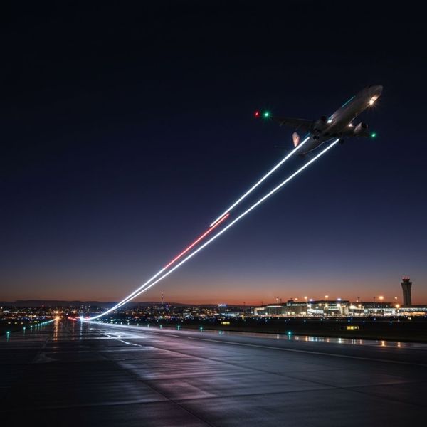 plane taking off in slow motion at night