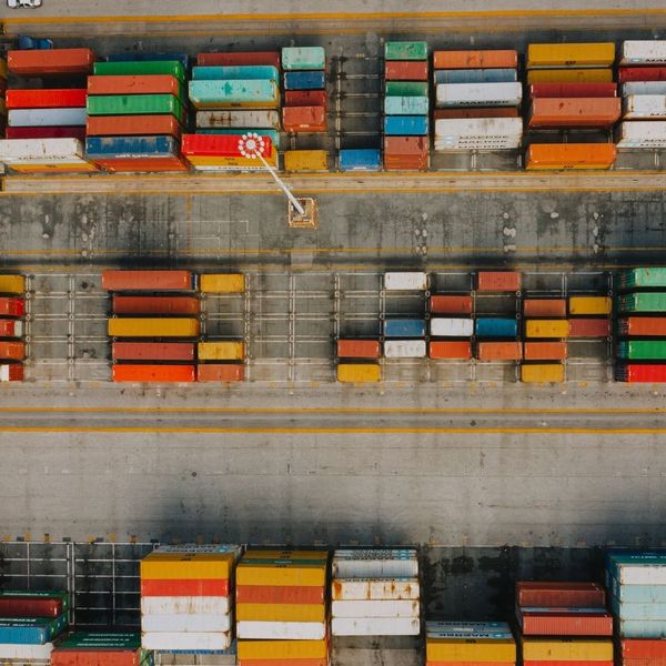 shipping crates aerial view