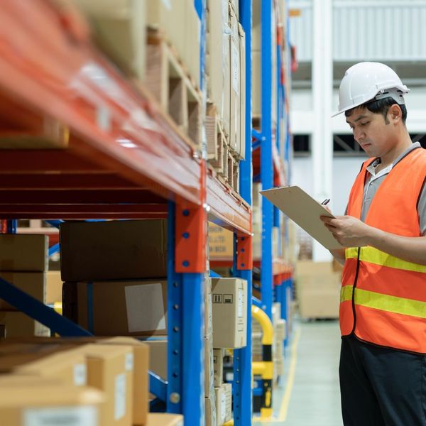 taking inventory in a warehouse