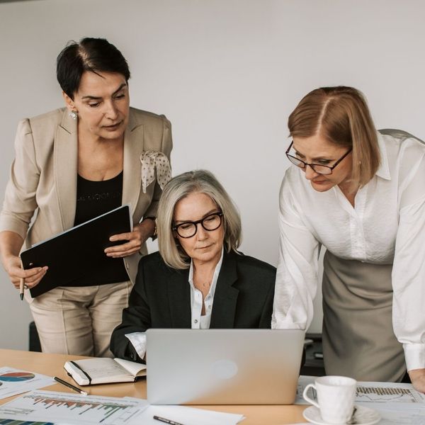 business women looking at computer