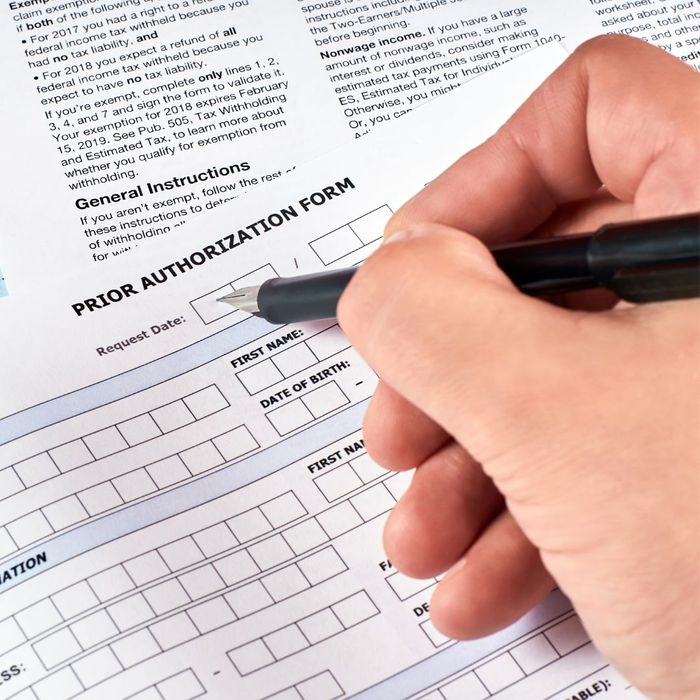 Filling out a prior authorization form