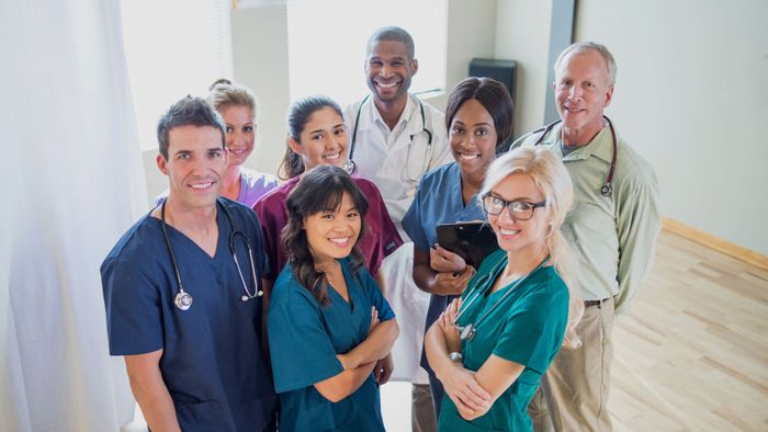 group of smiling medical staff