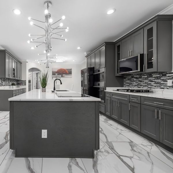 kitchen with dark cabinets