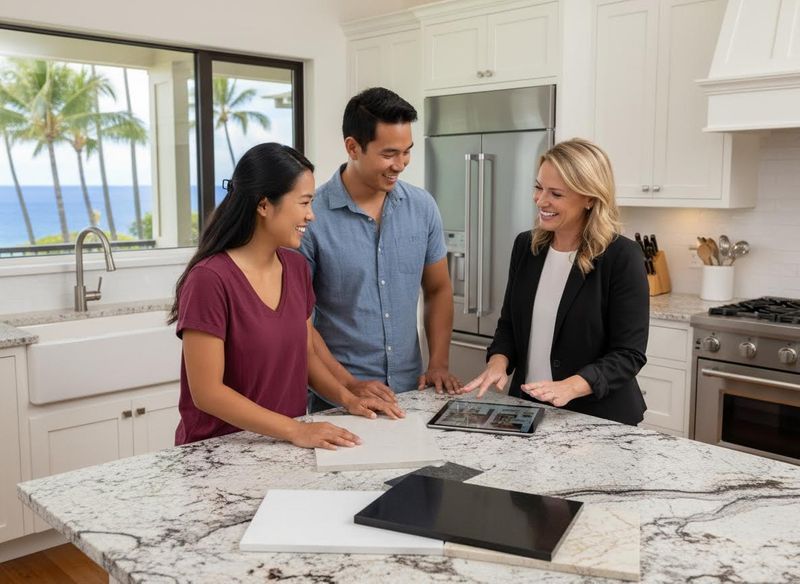 Professional Discussing Kitchen Design Options with a Couple