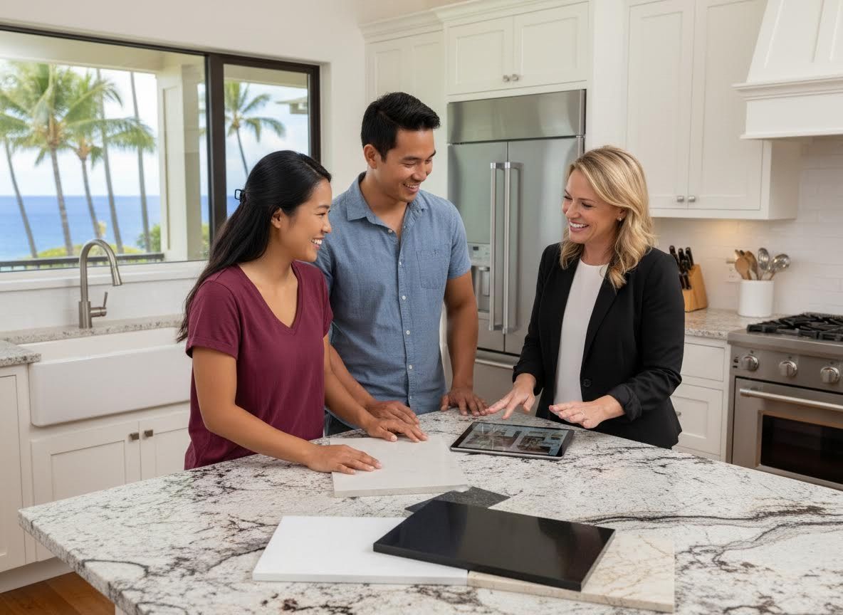 Professional Discussing Kitchen Design Options with a Couple