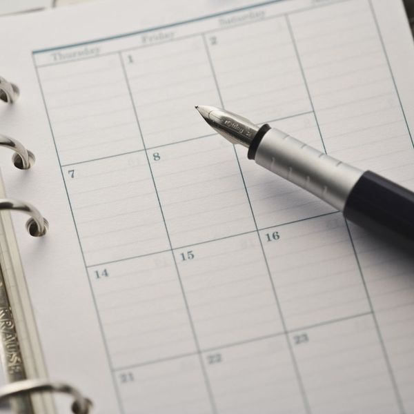 calendar with a pen