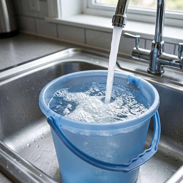 bucket filling with water