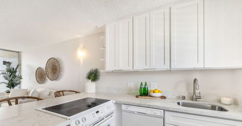 kitchen with white cabinets