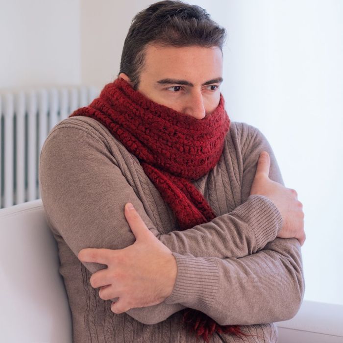 Man is cold in a scarf