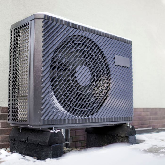 Heat pump out in the snow. 