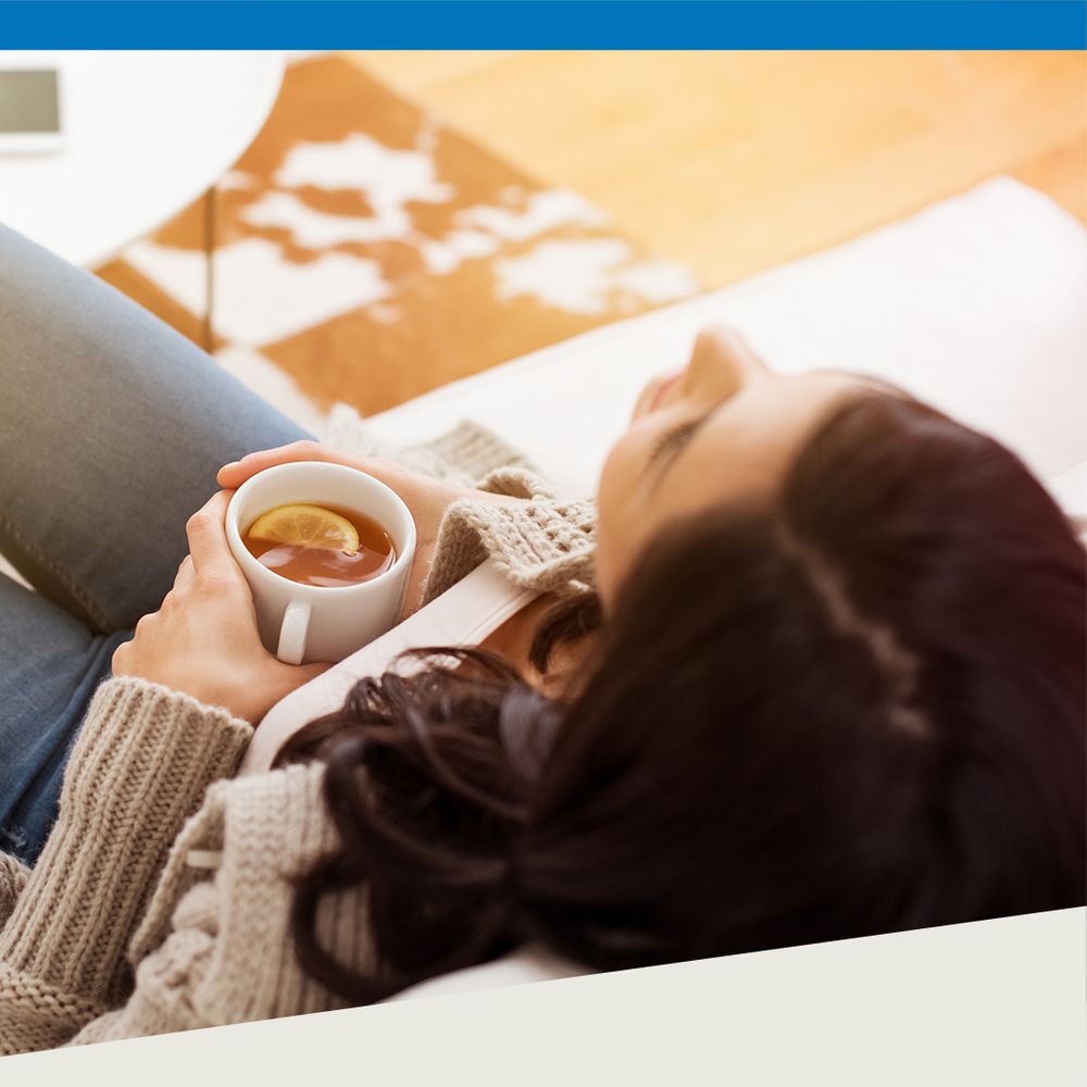 woman relaxing with tea