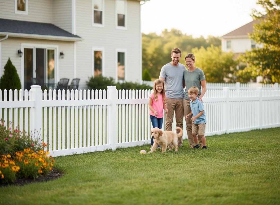 Family Playing with Golden Retriever Puppy in Backyard