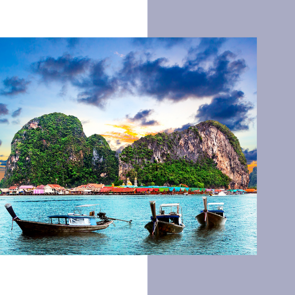 boats on a water at a scenic destination